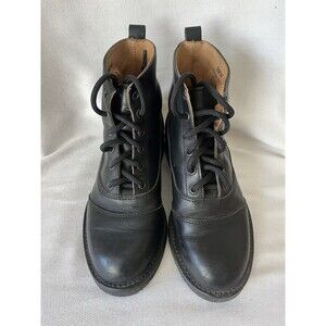 BMW Black Leather Lace Up Ankle Moto Riding‎ Boot W/ Ankle Protector Women SZ 6